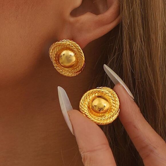 Lightweight Chunky Round Earrings - Picture 1 of 5